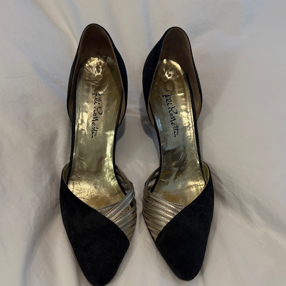 Fratelli Rossetti Black and Gold Heels